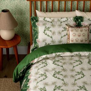 Morris & Co V&A Scrolling Carnation in Olive & Ivory Duvet Cover Set